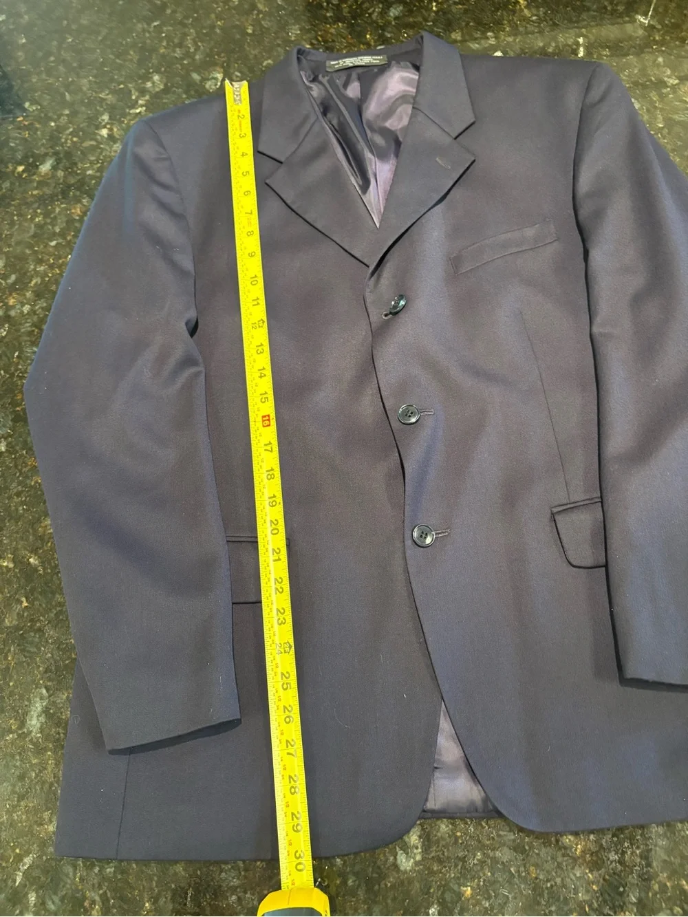 J Ferrar Mens 40R Navy Wool Blend Blazer Sport Coat 3 Button Classic Jacket